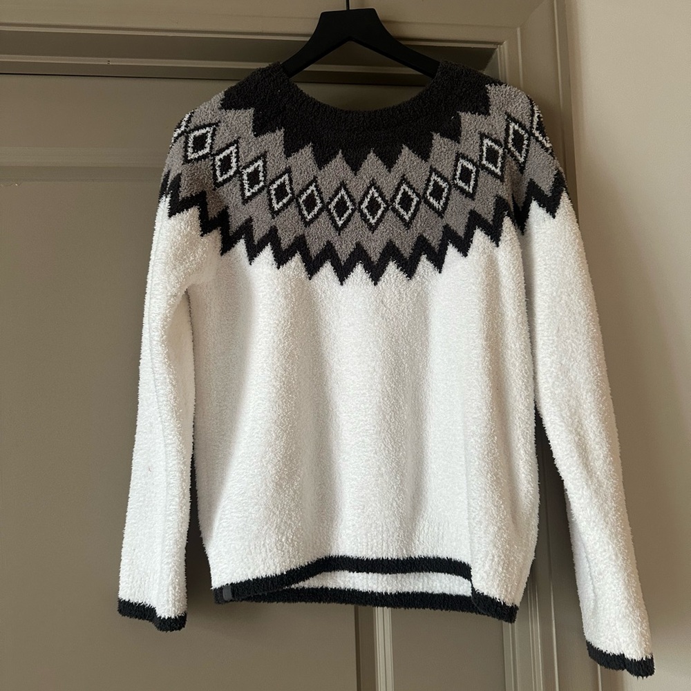 Barefoot Dreams Black and White Crew Neck Sweater